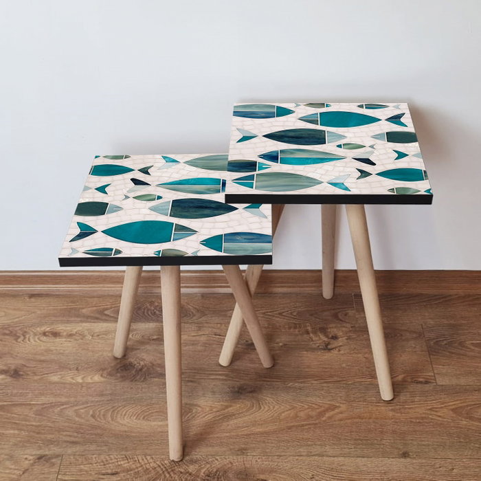 Hanah Home Mesas Nido 2Shp269 - Verde, Azul y Blanco Hanah Home Mesas Nido 2Shp269 - Verde, Azul y Blanco